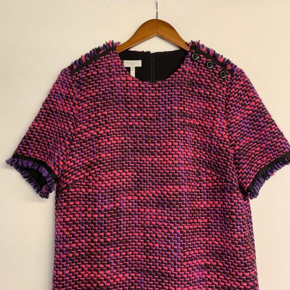Escada Sport Persian Tweed Sleeved Dress Old Money Purple Pink Raspberry Shift - Picture 5 of 10